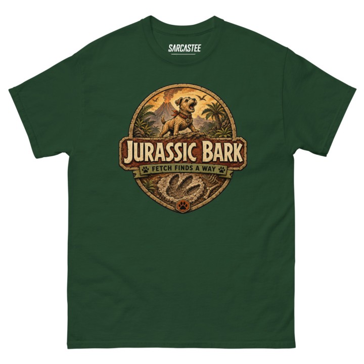 Jurassic Bark | Funny Dog Dinosaur Parody T-Shirt