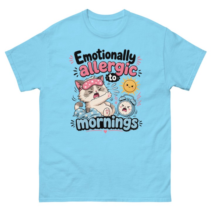 Emotionally Allergic To Mornings | Funny Cat T-Shirt
