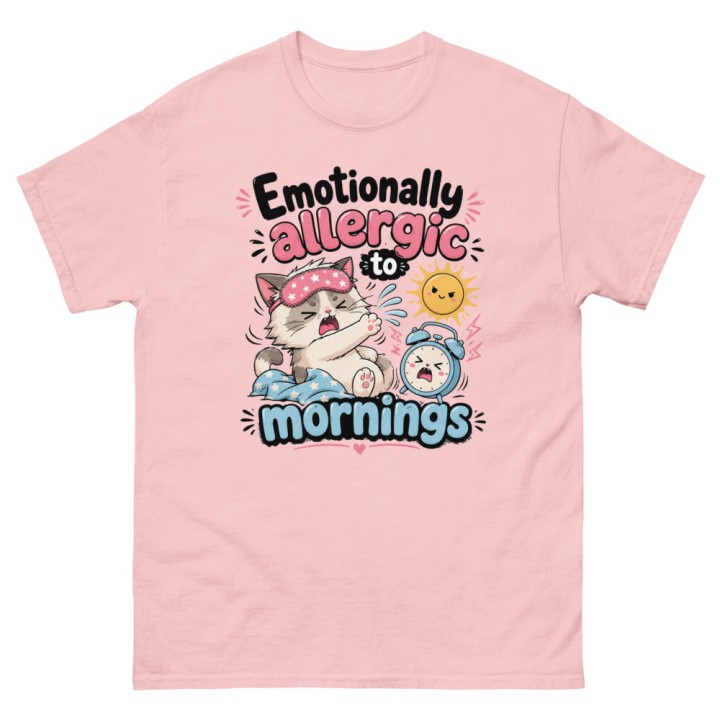 Emotionally Allergic To Mornings | Funny Cat T-Shirt